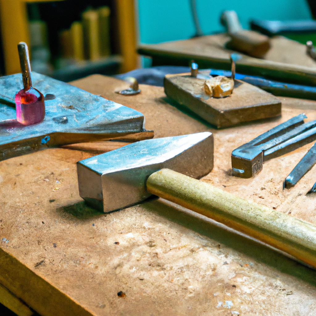 Workbench with jewelry tools, silver wire, and soft natural light emphasizing artisanal craft.